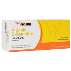 Eine Packung Vitamin B-Komplex von ratiopharm mit 60 Hartkapseln.